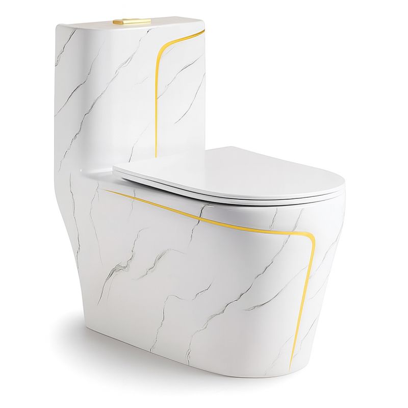 Set vas WC, lavoar stativ Lazio Marble Rimless, Alb, montaj pe podea, rezervor inclus, gaura de baterie, capac soft-close