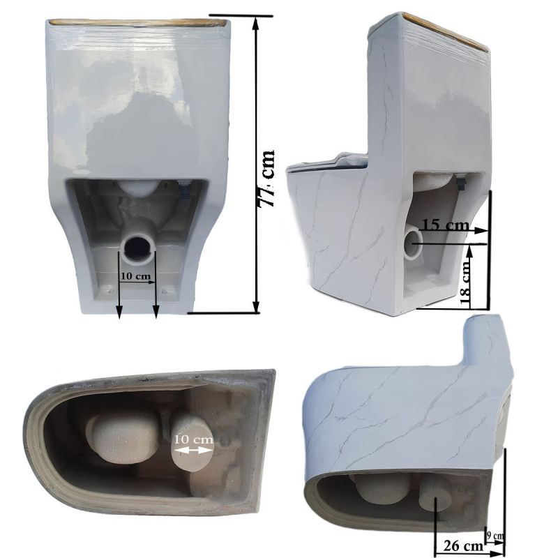 Set vas WC, lavoar stativ Lazio Marble Rimless, Alb, montaj pe podea, rezervor inclus, gaura de baterie, capac soft-close