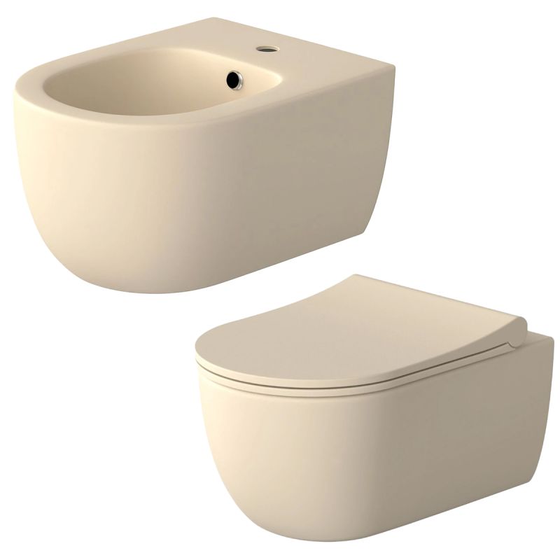 Set vas wc si bideu, Jasmine semi-mat, Power color, montaj suspendat, 49x36 cm, colectia Michael