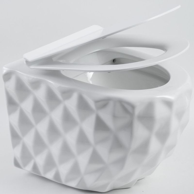 Set vas wc si lavoar, Alb Lucios, montaj suspendat si pe blat, 49x36-61x34 cm, capac duroplast, Sidef