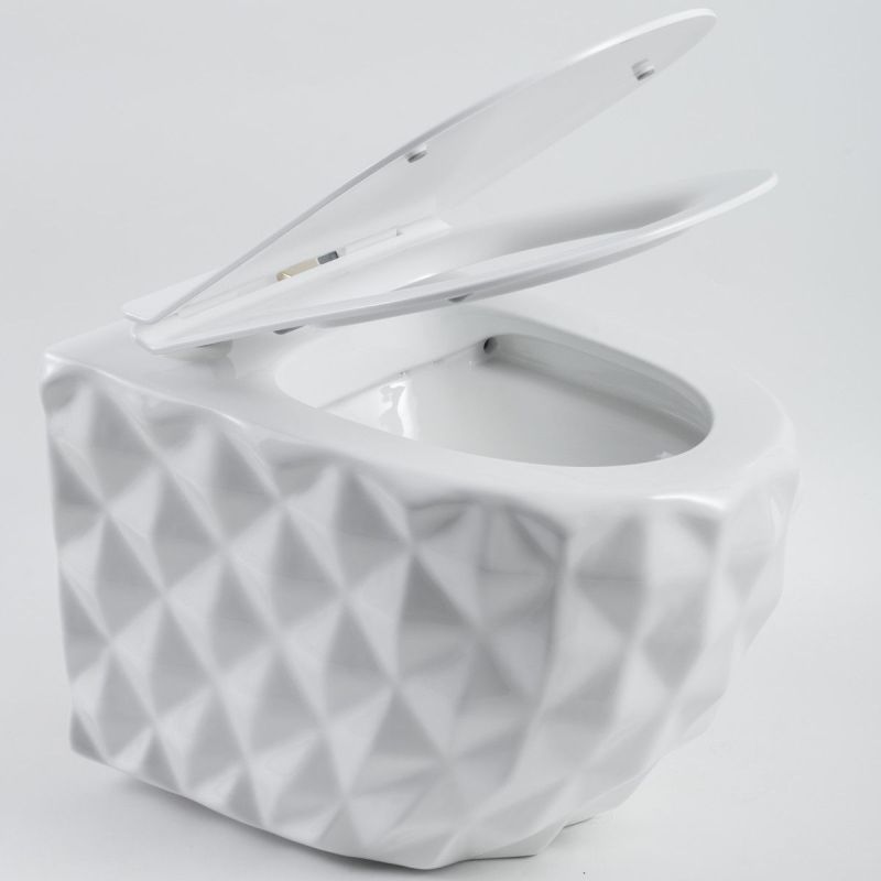Set vas wc si lavoar, Alb Lucios, montaj suspendat si pe blat, 49x36-61x34 cm, capac duroplast, Sidef