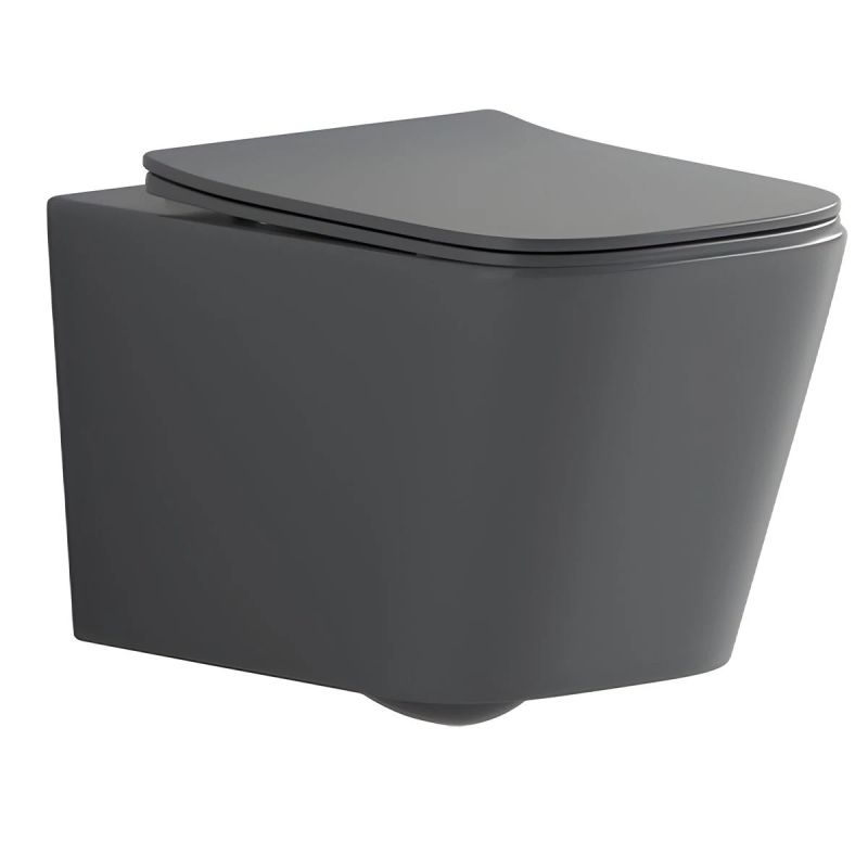 Set vas wc si lavoar, Gri Mat, Power Color, 51x35-50x40 cm, montaj suspendat si pe blat, capac duroplast, Alfonso