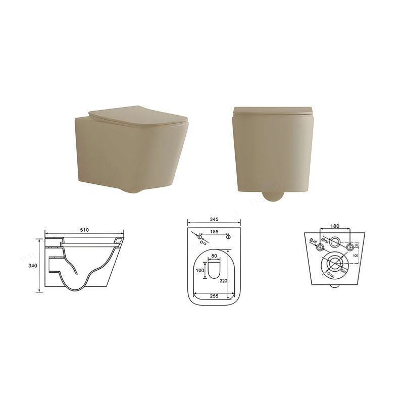 Set vas wc si lavoar, Jasmine Mat, Power Color, 51x35-50x40 cm, montaj suspendat si pe blat, capac duroplast, Alfonso