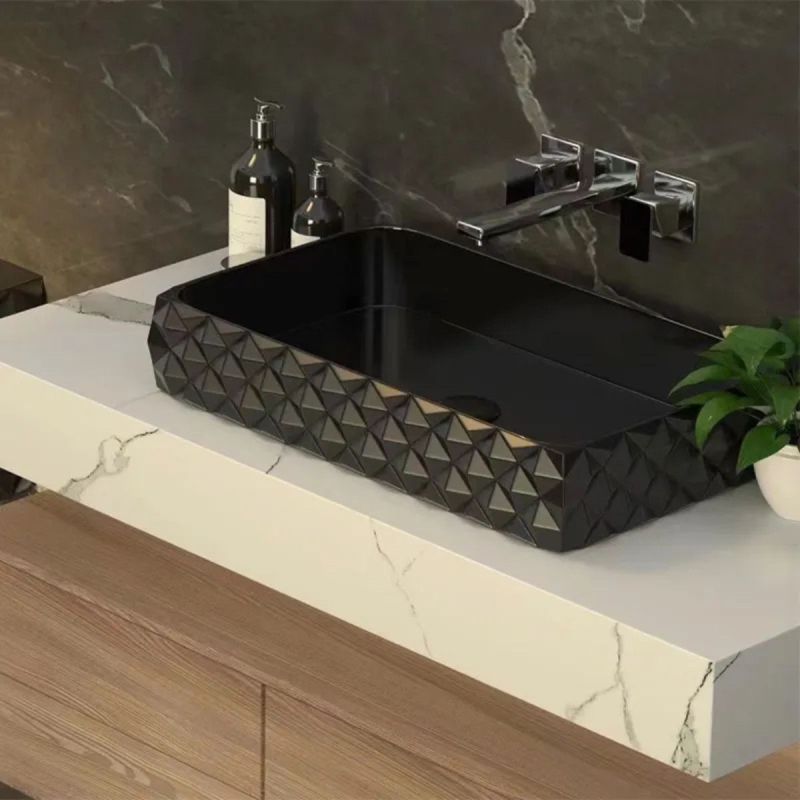 Set vas wc si lavoar, Negru Lucios, montaj suspendat si pe blat, 49x36-61x34 cm, capac duroplast, Sidef