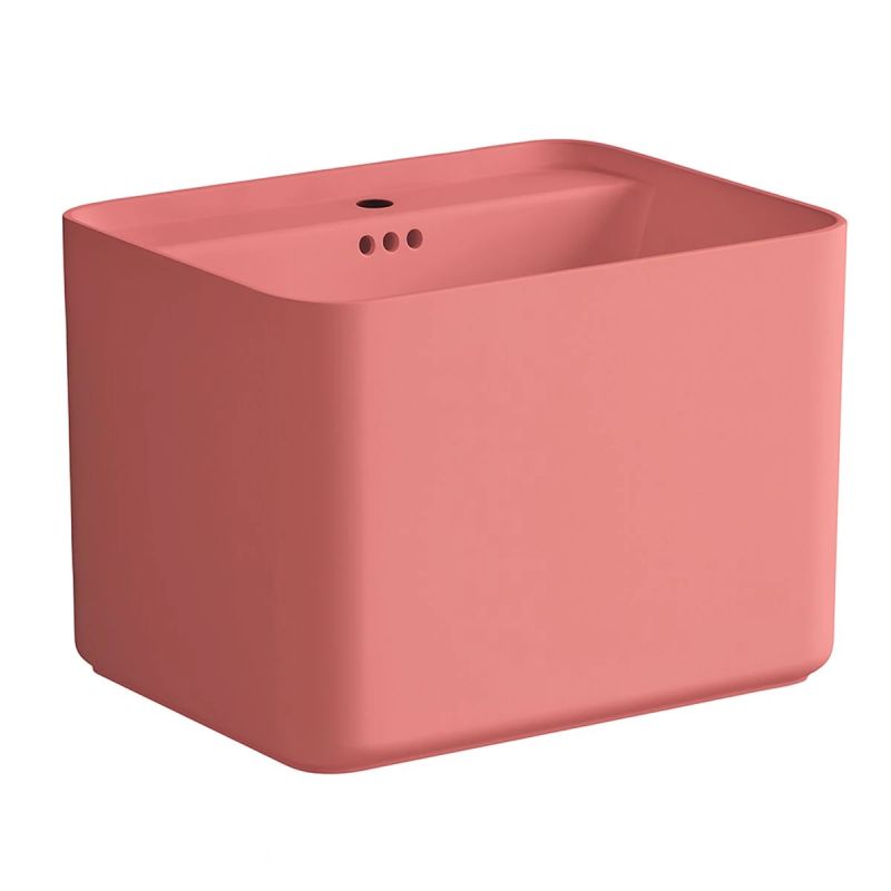 Set vas wc si lavoar, Roz Somon Mat, Power Color, 51x35-50x40 cm, montaj suspendat si pe blat, capac duroplast, Alfonso