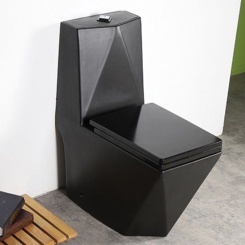 Set vas WC si lavoar stativ Enrico, Negru Mat, Power Colour, montaj pe podea, capac soft-close inclus, ceramica sanitara
