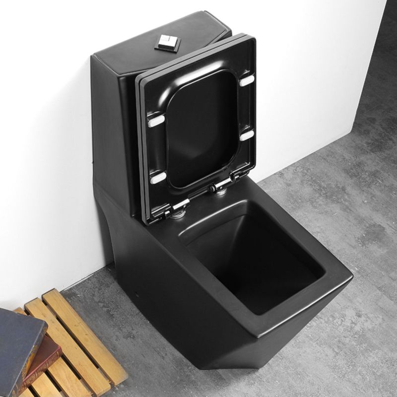 Set vas WC si lavoar stativ Enrico, Negru Mat, Power Colour, montaj pe podea, capac soft-close inclus, ceramica sanitara
