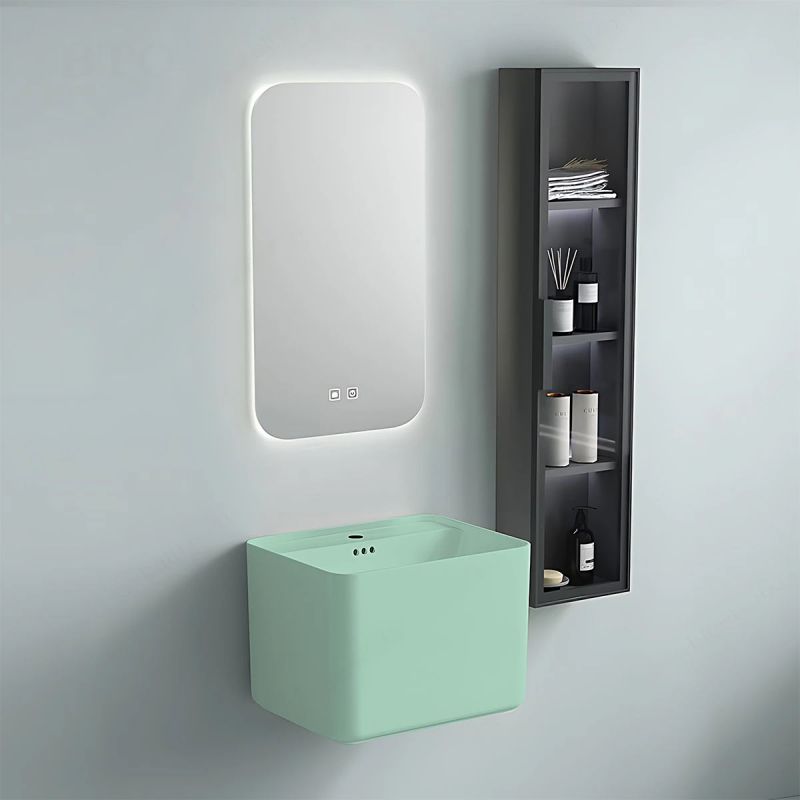 Set vas wc si lavoar, Vede Mint Mat, Power Color, 51x35-50x40 cm, montaj suspendat si pe blat, capac duroplast, Alfonso