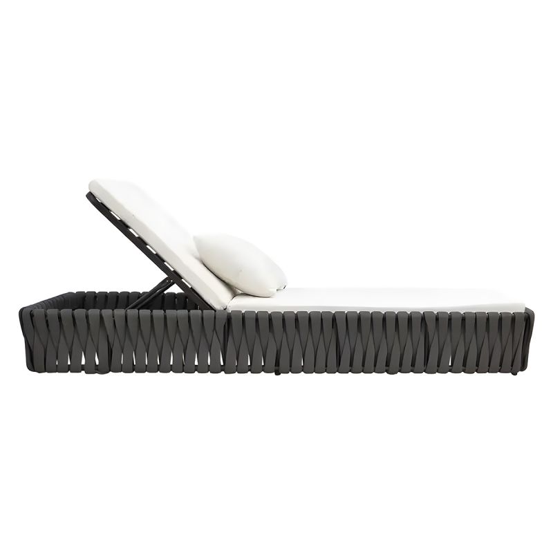 Sezlong de plaja cu saltea, cadru aluminiu si impletitura tip EQ, inaltime reglabila, Tenerife