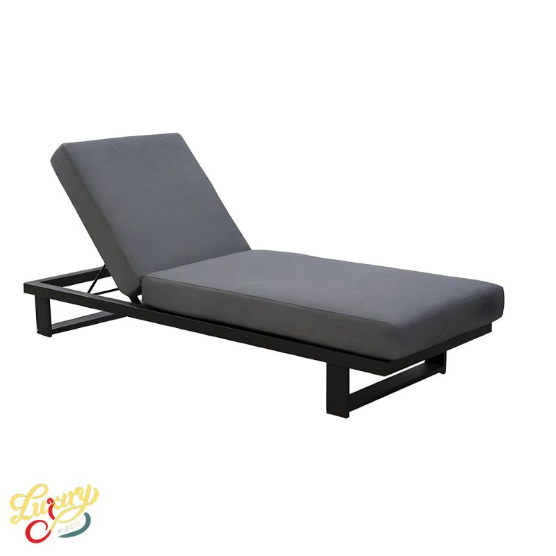 Sezlong de plaja cu saltea, pentru pisicina, terasa, inaltime reglabila, cadru din aluminiu, Porto