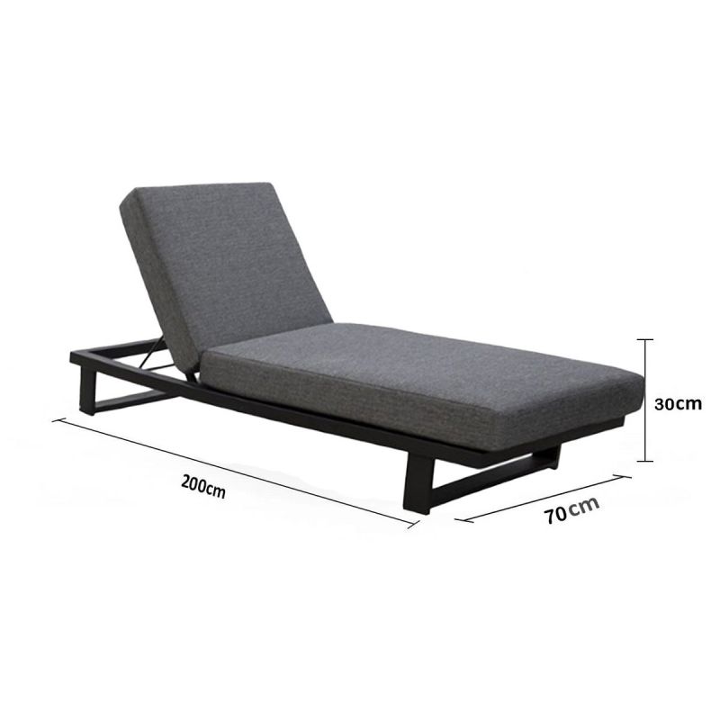 Sezlong de plaja cu saltea, pentru pisicina, terasa, inaltime reglabila, cadru din aluminiu, Porto