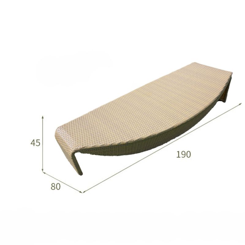 Sezlong de plaja,  ideal pentru pisicina, teresa, aluminiu si poliratan, forma de frunza, Bej, Acapulco