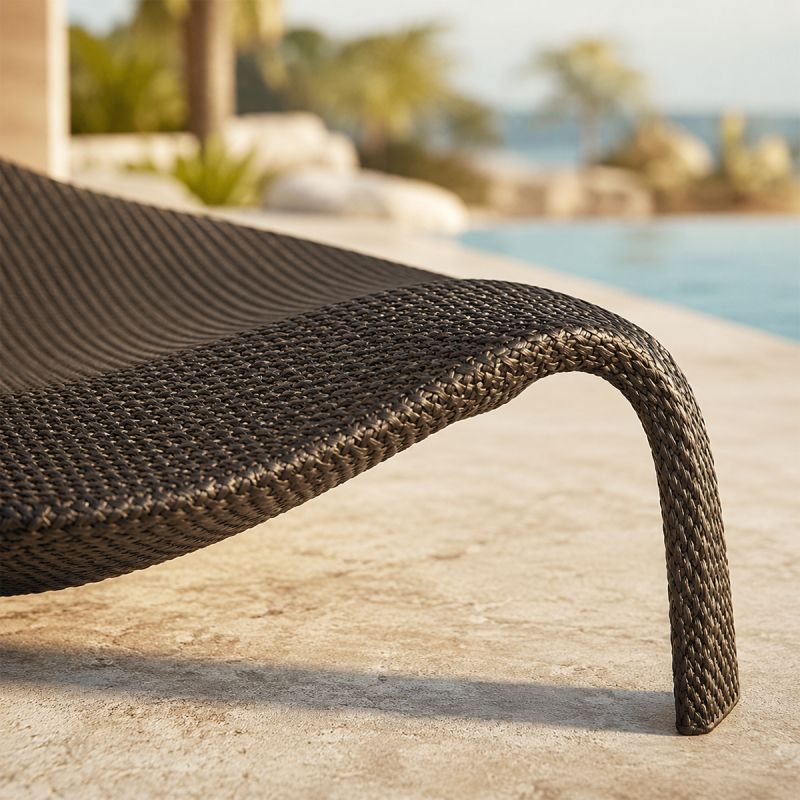 Sezlong de plaja, Maro, aluminiu, impletitura poliratan, forma de frunza, 195 x 80 x 45 cm, Verdi