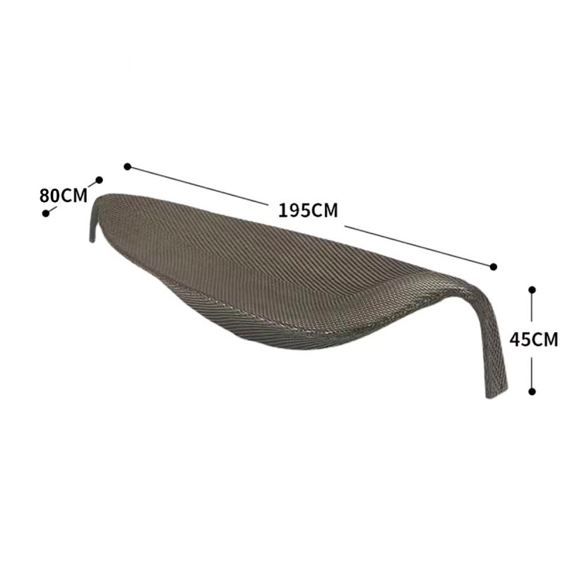 Sezlong de plaja, Maro, aluminiu, impletitura poliratan, forma de frunza, 195 x 80 x 45 cm, Verdi
