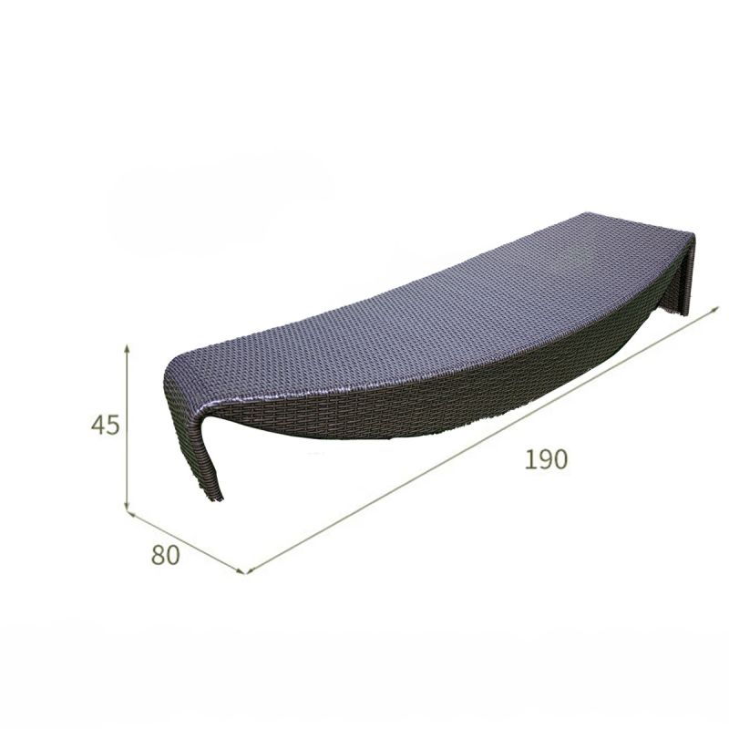Sezlong de plaja pentru pisicina, teresa, aluminiu si poliratan, forma de frunza, Maro, Acapulco