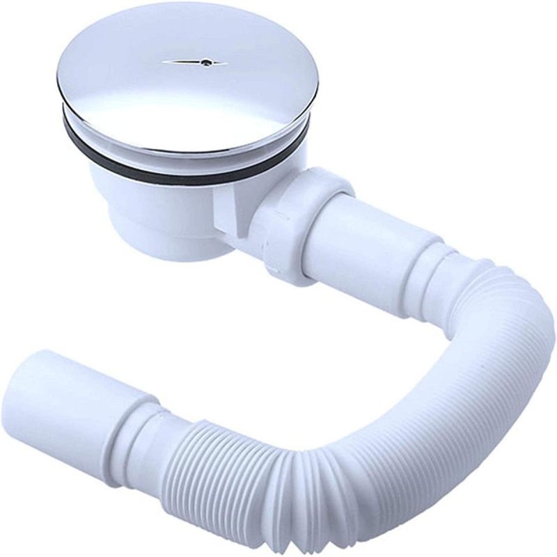 Sifon de scurgere pentru cadite, universal, tub flexibil, finisaj capac Crom, AL 01