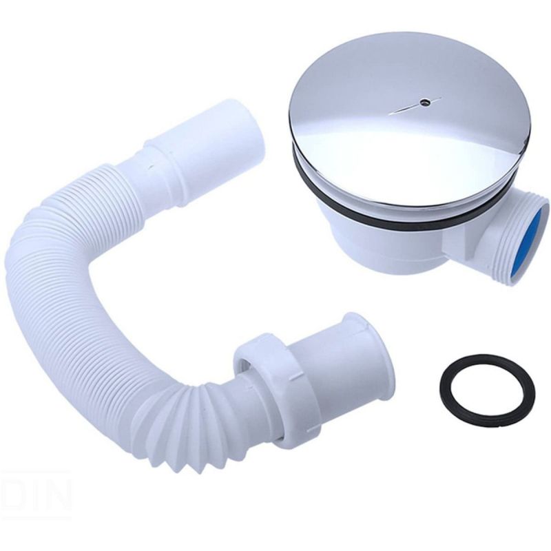 Sifon de scurgere pentru cadite, universal, tub flexibil, finisaj capac Crom, AL 01