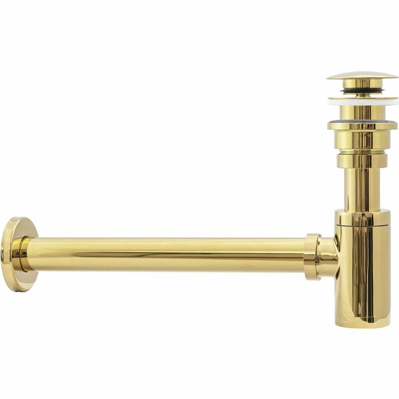 Sifon de scurgere universal+ ventil klik-klak, sistem Push-up, finisaj L.Gold