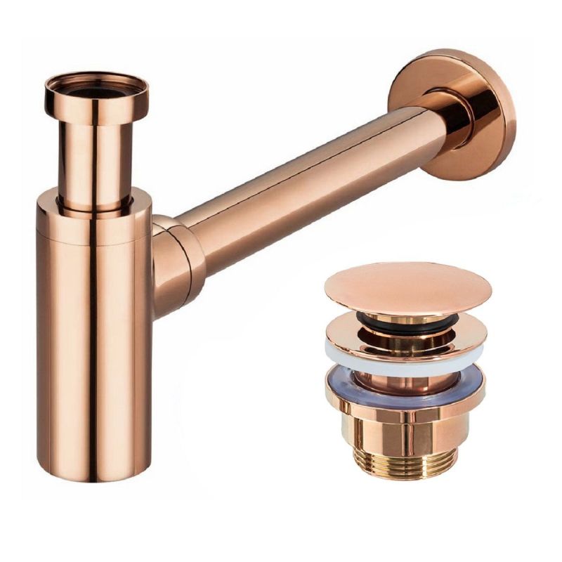 Sifon de scurgere universal+ ventil klik-klak, sistem Push-up, finisaj Rose Gold