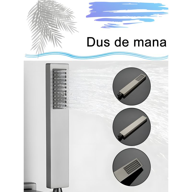 Sistem de dus 2 functii, crom, alama, montaj incastrat in perete, Lucente