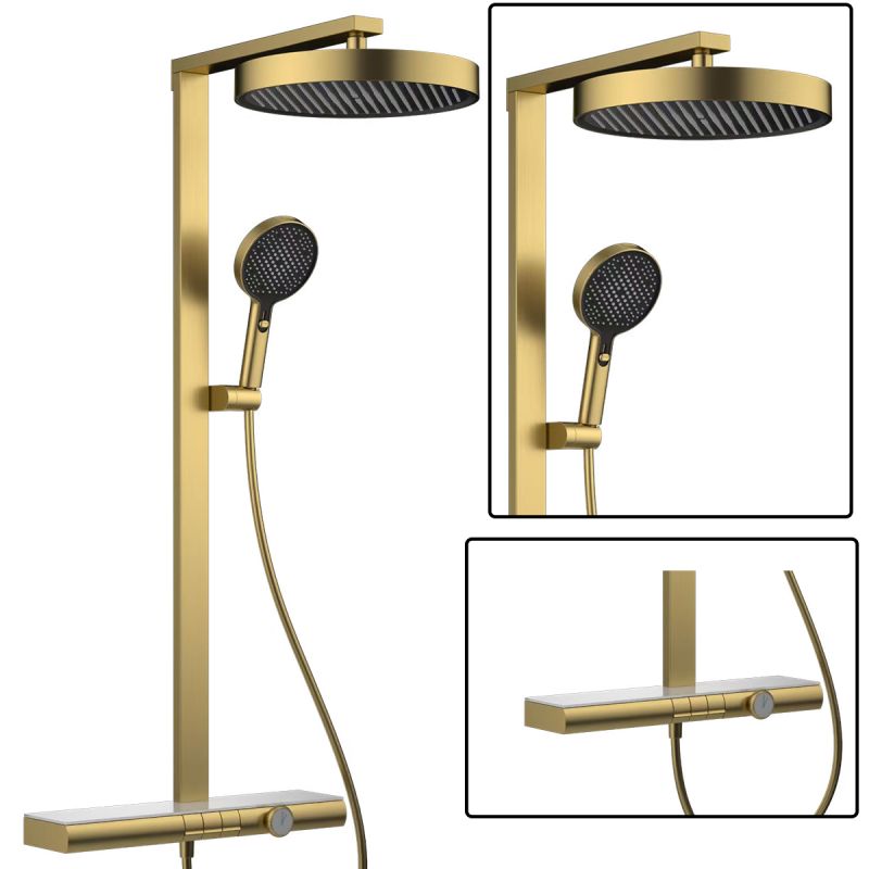 Sistem de dus, baterie Piano Keys, suport obiecte, pipa de cada tip cascada, 3 functii, Auriu Mat, Vivo