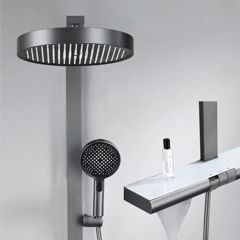 Sistem de dus, baterie Piano Keys, suport obiecte, pipa de cada tip cascada, 3 functii, Auriu Mat, Vivo