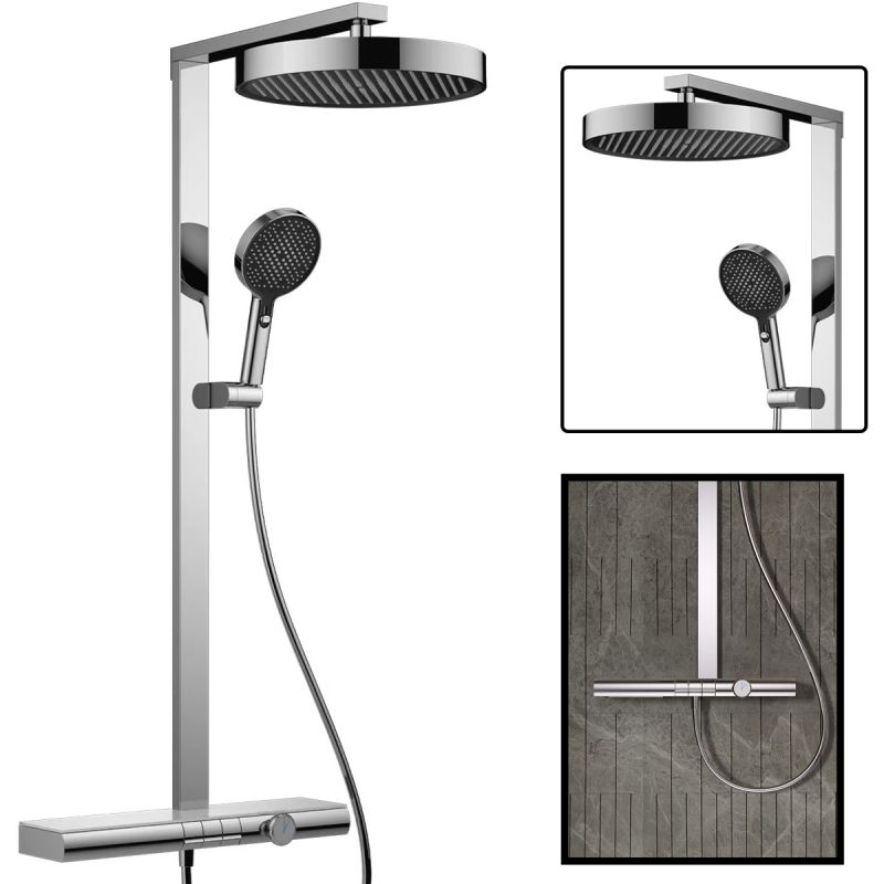 Sistem de dus, baterie Piano Keys, suport obiecte, pipa de cada tip cascada, 3 functii, Crom, Vivo