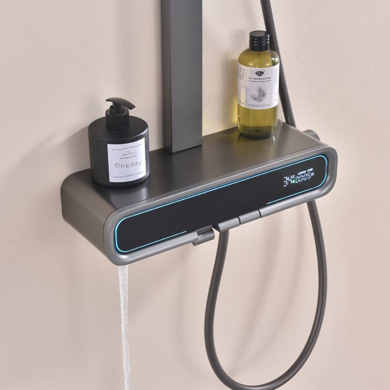 Sistem de dus Digital cu termostat, afisaj Led temperatura, suport obiecte, 3 functii, suport, Gun Grey, Prisma