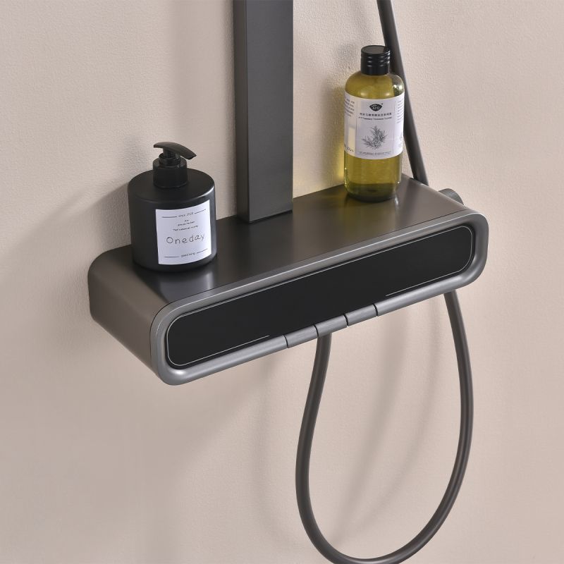 Sistem de dus Digital cu termostat, afisaj Led temperatura, suport obiecte, 3 functii, suport, Gun Grey, Prisma