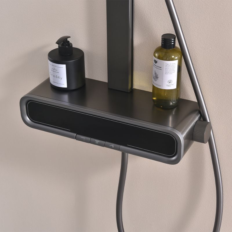 Sistem de dus Digital cu termostat, afisaj Led temperatura, suport obiecte, 3 functii, suport, Gun Grey, Prisma