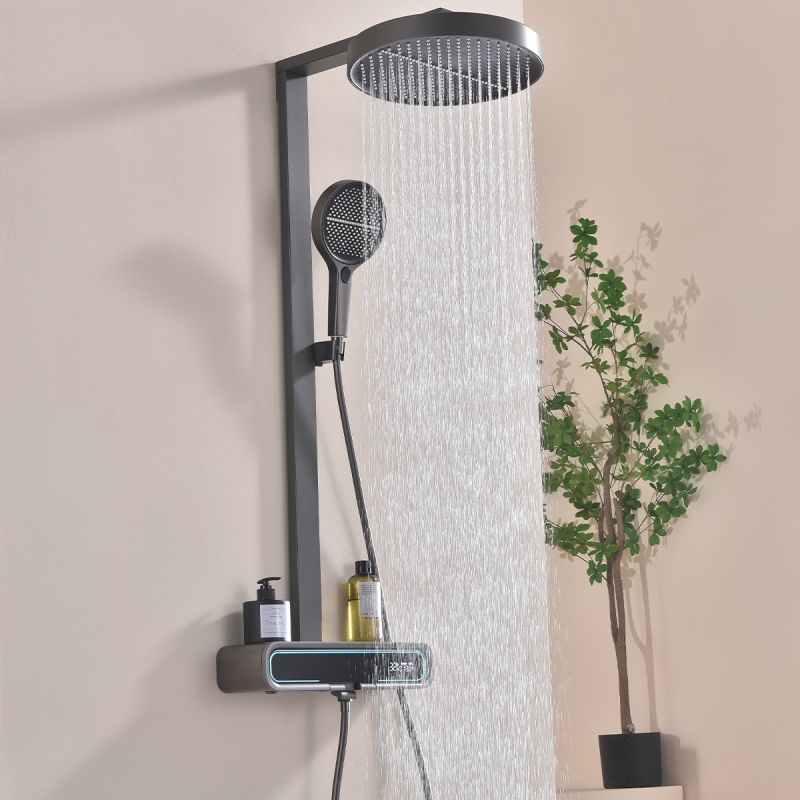 Sistem de dus Digital cu termostat, afisaj Led temperatura, suport obiecte, 3 functii, suport, Gun Grey, Prisma