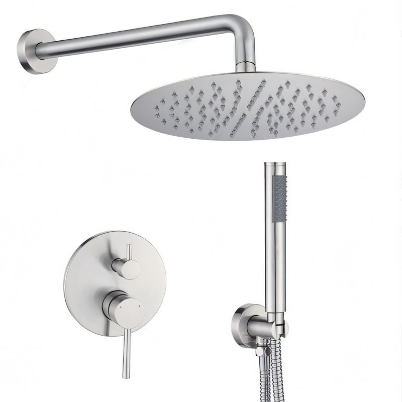 Sistem de dus, Nichel Mat, 2 functii, otel, baterie incastrata cu monocomanda, Fino