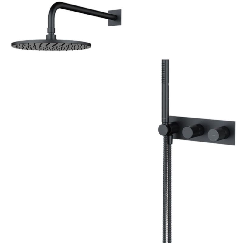 Sistem de dus OMNIRES CONTOUR, Antracit, finisaj periat PVD, duze silicon Easy Clean, montaj incastrat