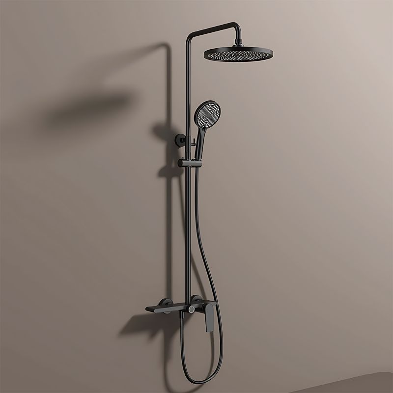 Sistem de dus, pipa de cada tip cascada, 3 functii, suport obiecte, montaj pe perete, Negru Mat, Divina