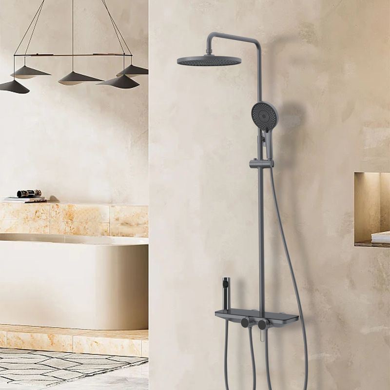 Sistem de dus si cada cu 2 dusuri de mana, 3 functii, montaj pe perete, otel inoxidabil, Gun grey, Eleganza
