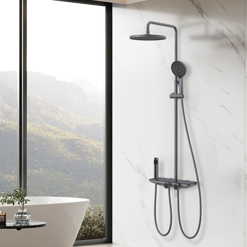 Sistem de dus si cada cu 2 dusuri de mana, 3 functii, montaj pe perete, otel inoxidabil, Gun grey, Eleganza