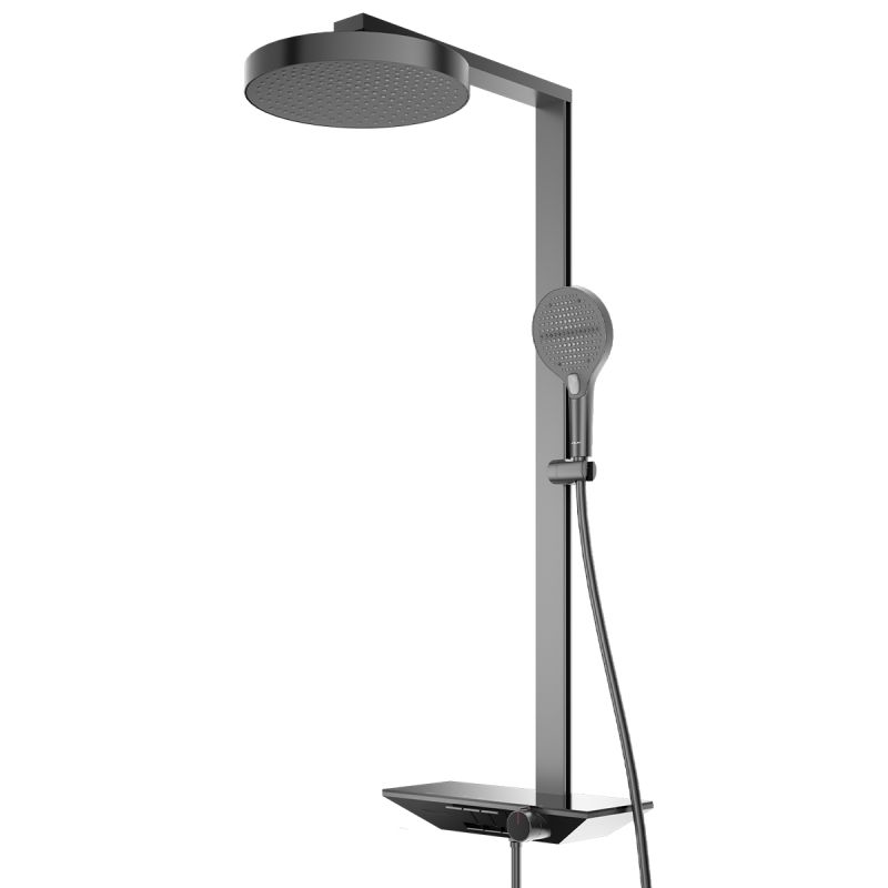 Sistem de dus si cada, cu termostat, Piano keys, 3 functii, LED, alimentare hidroelectrica, Gun Grey, Serafino
