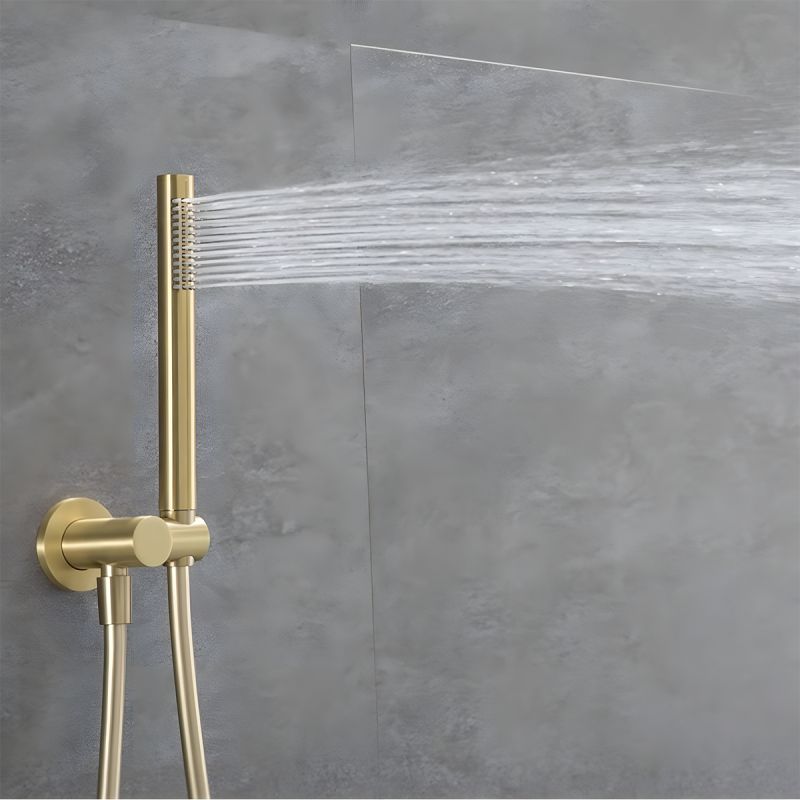 Sistem dus, Auriu Mat, montaj din tavan, baterie incastrata cu termostat, dus tip ploaie, diametru 40 cm, Apolo