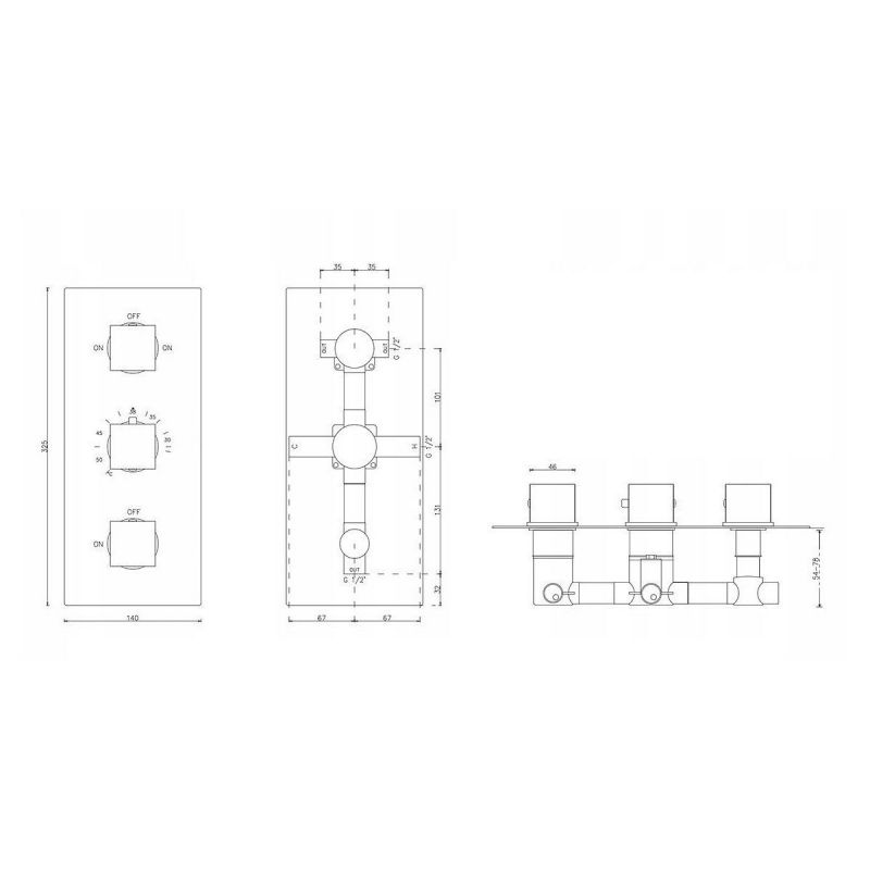 Sistem dus EGO Z1, montaj din perete, baterie incastrata cu  termostat, dus tip ploaie 30x30 cm