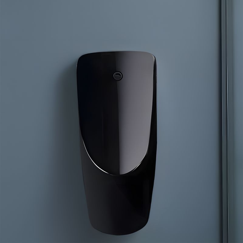 Urinal cu senzor integrat, scurgere in perete sau in podea, 35x38x75 cm, Negru Lucios, Lavino