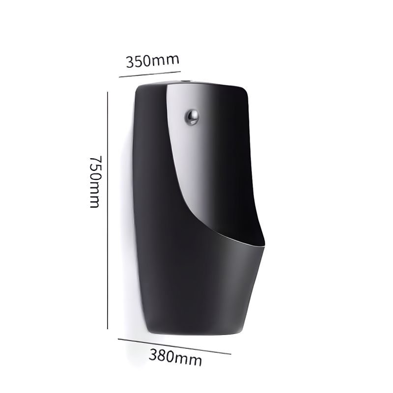 Urinal cu senzor integrat, scurgere in perete sau in podea, 35x38x75 cm, Negru Mat, Lavino