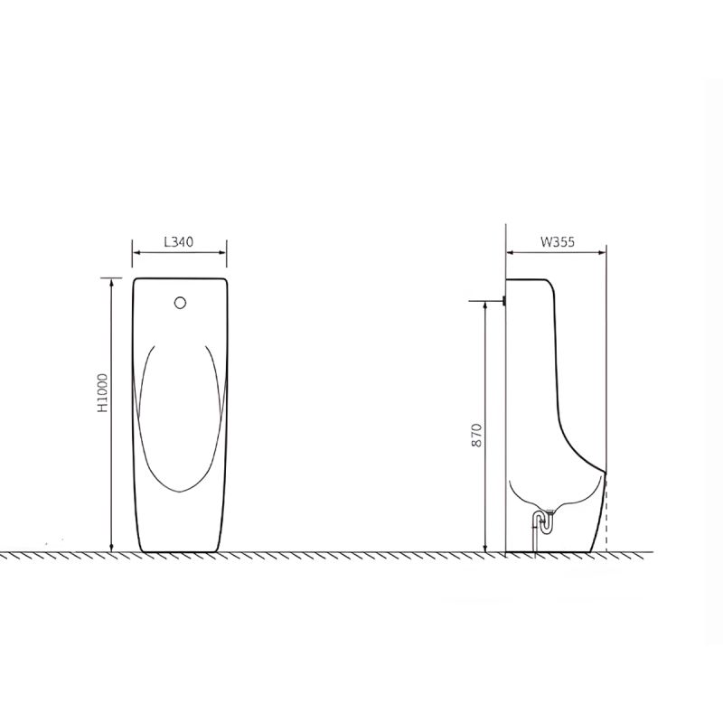 Urinal de podea cu senzor integrat, 34x35.5x100, Alb Lucios, Silento