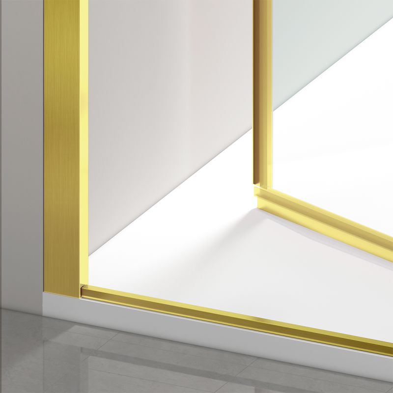 Usa de dus, batanta, Auriu Mat, sticla securizata transparenta 6mm, dimensiuni 80-90x195 cm, Azure