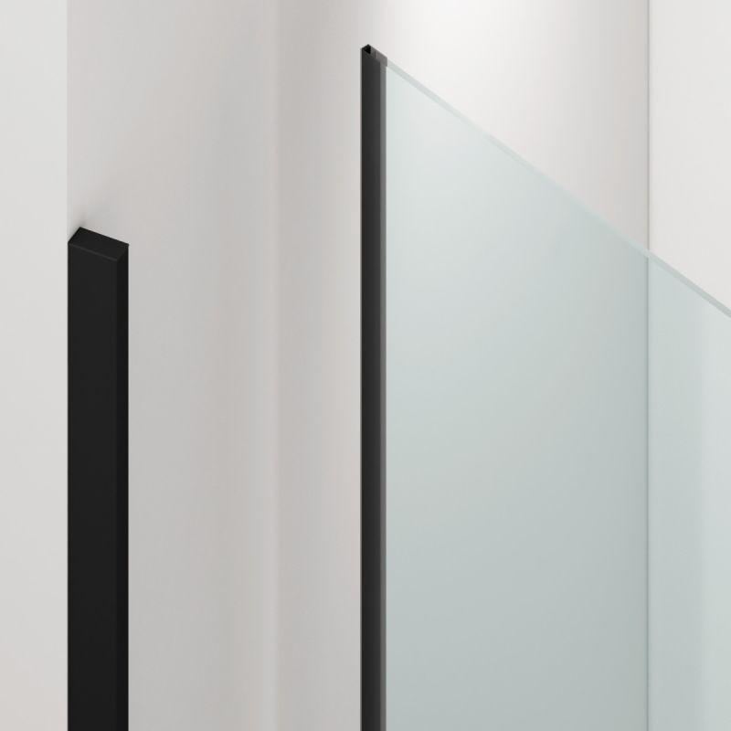 Usa de dus, batanta, Negru Mat, sticla securizata transparenta 6mm, dimensiuni 80-90x195 cm, Azure