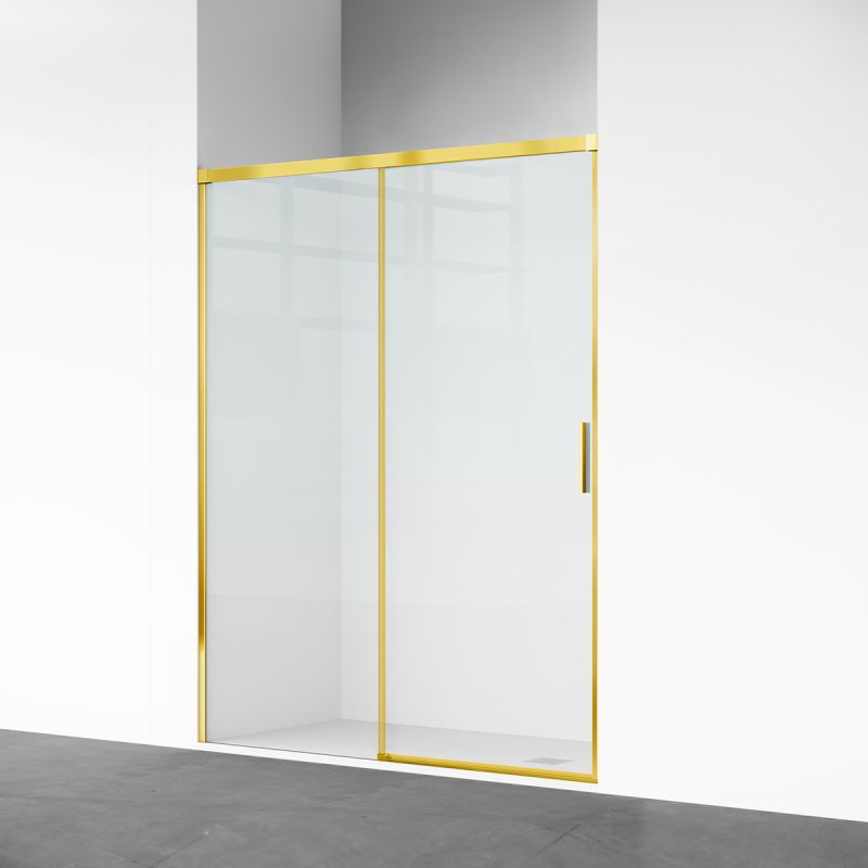 Usa de dus, glisanta, transparenta, sticla securizata de 6 mm, dimensiuni intre 100-180 cm, profil Auriu Mat, Hanes