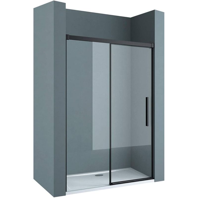 Usa dus Ego 12, negru mat, 100-120-140 x 195 cm, Glisanta, sticla securizata 6 mm, Nano Easy Clean