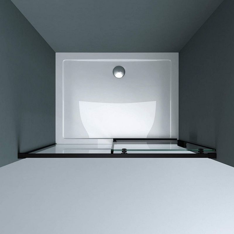 Usa dus Ego 12, negru mat, 100-120-140 x 195 cm, Glisanta, sticla securizata 6 mm, Nano Easy Clean