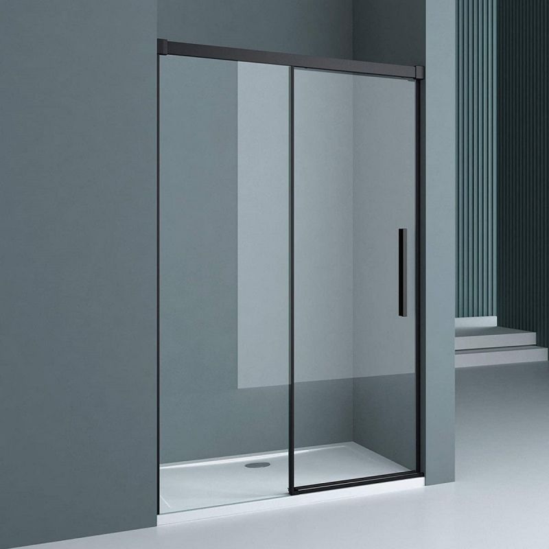 Usa dus Ego 12, negru mat, 100-120-140 x 195 cm, Glisanta, sticla securizata 6 mm, Nano Easy Clean