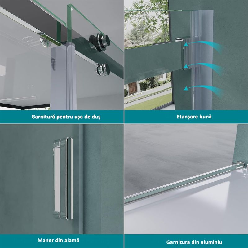 Usa dus EGO-42, culisanta, tratament Nano, latimi intre 100 si 150 cm, sticla ESG 8 mm