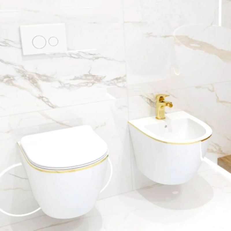 Vas bideu Ben, Gold Line, 49x36 cm, montaj suspendat, ceramica sanitara